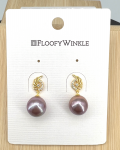 FloofyWinkle Jubilant Round Edison Purple Freshwater Pearl Earrings A