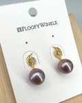 FloofyWinkle Jubilant Round Edison Purple Freshwater Pearl Earrings B