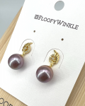 FloofyWinkle Jubilant Round Edison Purple Freshwater Pearl Earrings C