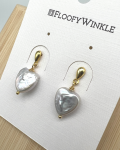 FloofyWinkle Unique Heart Shape Freshwater Pearl Ear Studs Dangle Style C