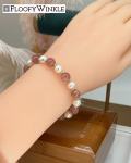 FloofyWinkle Absolute Strawberry Quartz with Freshwater Pearl Bracelet A