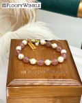 FloofyWinkle Absolute Strawberry Quartz with Freshwater Pearl Bracelet B