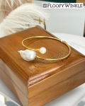 FloofyWinkle Baroque Fireball Freshwater Pearl s925 Silver Bangle Gold A