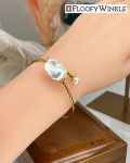 FloofyWinkle Baroque Fireball Freshwater Pearl s925 Silver Bangle Gold B