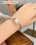 FloofyWinkle Baroque Fireball Freshwater Pearl s925 Silver Bangle Silver B