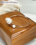 FloofyWinkle Simple Baroque Freshwater Pearl Bangle in Plated Rose Gold s925 Silver C
