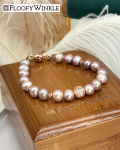 FloofyWinkle Sweet Purple Freshwater Pearl Bracelet with Rose Gold Plated Magnetic Clasp A