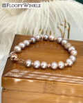 FloofyWinkle Sweet Purple Freshwater Pearl Bracelet with Rose Gold Plated Magnetic Clasp C