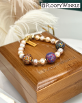 FloofyWinkle Vibrant Lacquered Beads with Freshwater Pearl Bracelet A