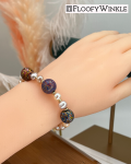FloofyWinkle Vibrant Lacquered Beads with Freshwater Pearl Bracelet B