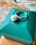 FloofyWinkle Glowing Freshwater White Pearl Ring with Simple Adjustable Design 1