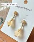 FloofyWinkle Triumph Yellow Azeztulite Earrings with Freshwater Pearl on Cubic Zirconia Fan Studs 1
