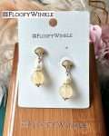 FloofyWinkle Triumph Yellow Azeztulite Earrings with Freshwater Pearl on Cubic Zirconia Fan Studs 2