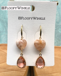 FloofyWinkle Gentle Heart Sakura Agate Earrings with Peach Drop Dangle 1