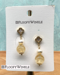 FloofyWinkle Luscious Yellow Azeztulite Earrings with Freshwater Pearl on Mother Of Pearl Studs 1