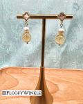 FloofyWinkle Luscious Yellow Azeztulite Earrings with Freshwater Pearl on Mother Of Pearl Studs 2