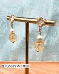 FloofyWinkle Luscious Yellow Azeztulite Earrings with Freshwater Pearl on Mother Of Pearl Studs 3