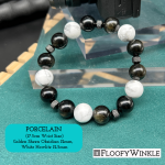 FloofyWinkle Warmth White Howlite And Gold Sheen Obsidian Men Bracelet