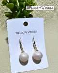 FloofyWinkle Amazing Freshwater White Pearl Earrings Faceted Design 3