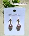 FloofyWinkle Bonanza Freshwater Purple Pearl Earrings on Gold Plated s925 Hoop 1