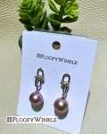 FloofyWinkle Relaxed Freshwater Purple Pearl Earrings with Chain Style (s925 Studs) 1