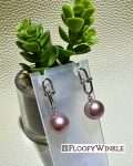 FloofyWinkle Relaxed Freshwater Purple Pearl Earrings with Chain Style (s925 Studs) 2