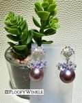 FloofyWinkle Sensational Freshwater Purple Pearl Earrings on Cubic Zirconia Fan Style s925 Studs 2